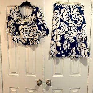 MAEVE (by Anthropologie) Navy & white floral two piece dress. Size small—new.
